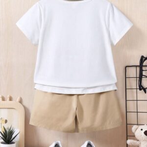 Boys' 2-Piece Summer Outfit: T-Shirt with Cartoon Bear Print and Shorts