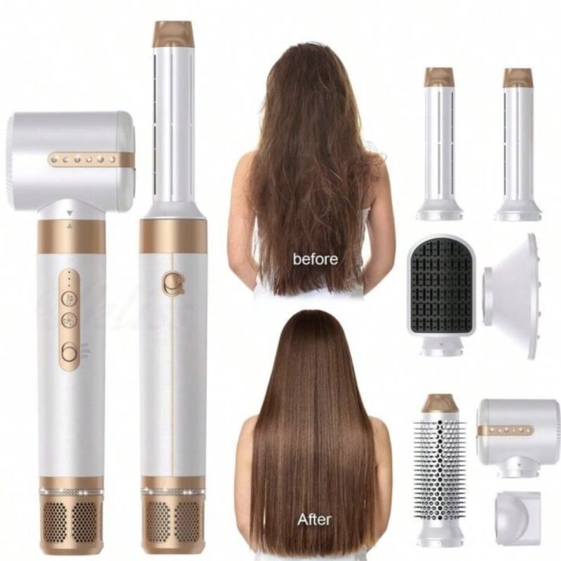 7-in-1 Hot Air Hair Dryer Brush: 110,000 RPM, Negative Ion Anti-Frizz, Ceramic Technology for Professional Styling