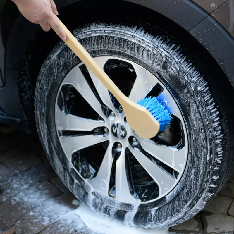 Car Tire Wheel Wash brush long straight Handle stiff Bristle Case(24 Pcs)