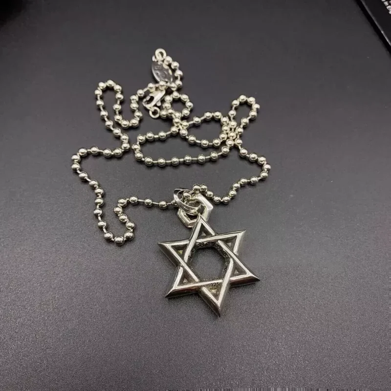 Chrome Hearts Star of David Hexagon Pendant 925 Sterling Silver Necklace -Unisex
