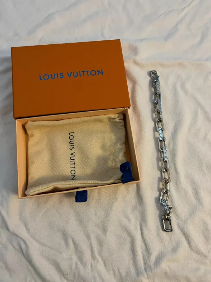 Silver Louis Vuitton Chain Monogram Bracelet