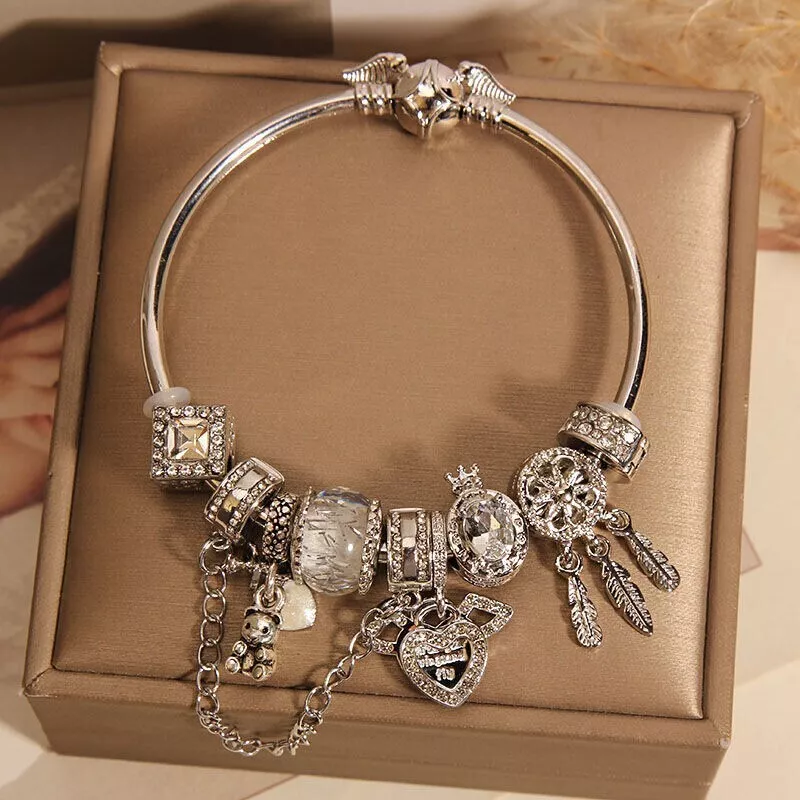 Authentic Pandora Shining Star River Charm Bracelet Silver 925 charms 7.5in 3#