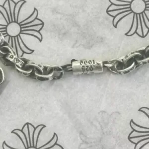 Chrome Hearts Cross Diamond Pendant 925 Sterling Silver Unisex Necklace -Unisex