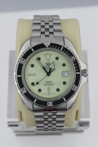 Tag Heuer 980.032 Full Lume Black 1000 Watch Mens Silver 844 Monnin Diver 8" 9"