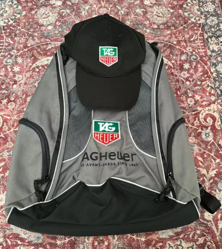 Tag Heuer black/grey backpack & baseball cap, NEW