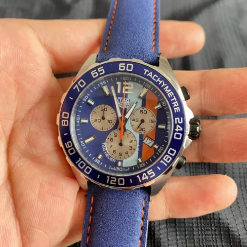 TAG HEUER Formula 1 Quartz Chronograph Gulf Edition Blue Leather CAZ101N.FC8243
