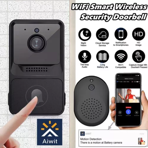 Smart Wireless WiFi Doorbell Intercom Video Camera Door Ring Bell Chime Security