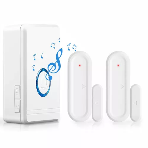 Wireless Door Open Chime Entry Alert 48 Ringtones 2 Magnetic Sensor + 1 Receiver