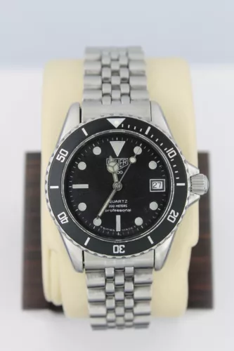 Pre Tag Heuer 980.026 Black 1000 Professional SS Watch Mens Sport Silver Jubilee