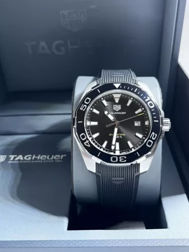TAG HEUER WAY1011A.FT6141 Aquaracer 43 mm Black Dial Rubber Quartz Men`s watch