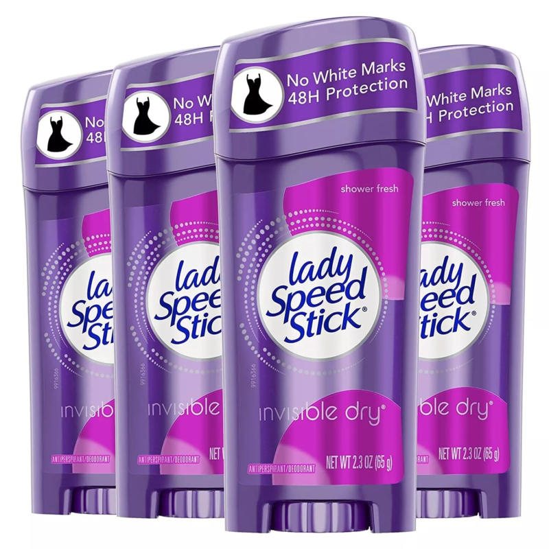 Lady Speed Stick Deodorant for Women Invisible Dry Shower Fresh - 2.3 Oz 4 Pack