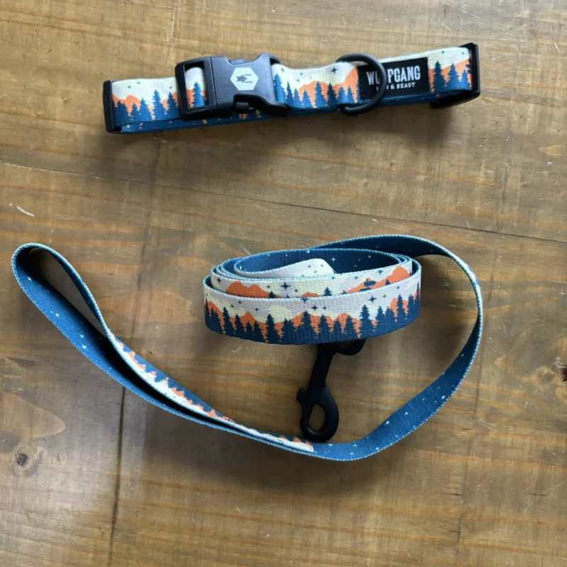 New ListingWolfgang Man & Beast OverLand Medium Dog Collar & 6FT Leash Set-Trees, Stars