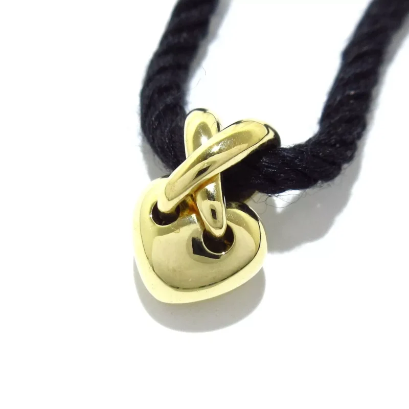 Auth CHAUMET Liens - 18K Yellow Gold Black Chemical Fiber Necklace