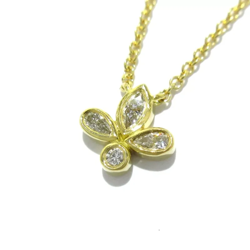 Auth TIFFANY&Co. Fleur de Lis - 18K Yellow Gold Diamond Necklace