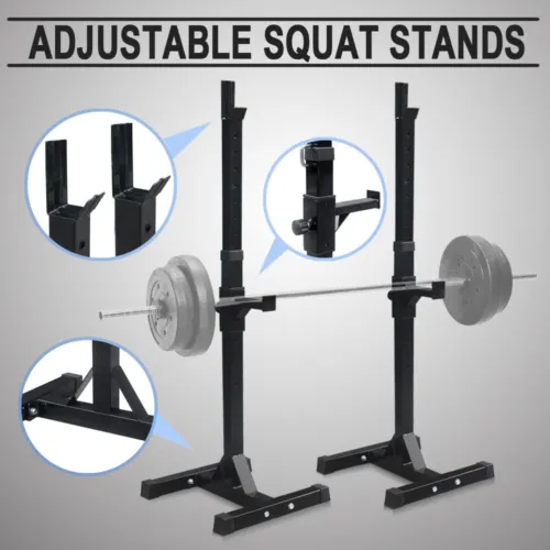 2 Barbell Squat Rack Stand Bench Press 40"-67" Weight Liftting Fitness Exercise