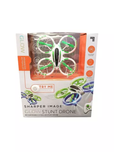 Sharper Image Glow Stunt Drone Rechargeable 2.4 GHz LED Quadcopter - 1012182