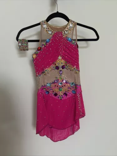 New Listingfigure skating competition dress girls, pre-owned, Pink, Bedazzled