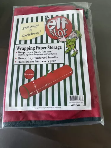 Elf Stor Christmas 40 Inch Red Wrapping Paper Storage Tube with Handle NIP