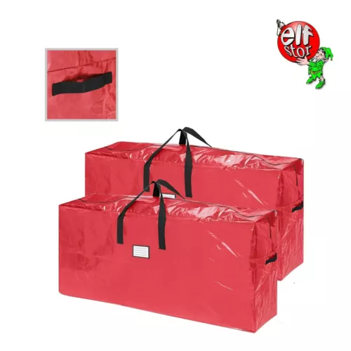 Elf Stor Red Christmas Tree Bag Holiday Set for Two 9 Ft Trees 2 XLarge Bags
