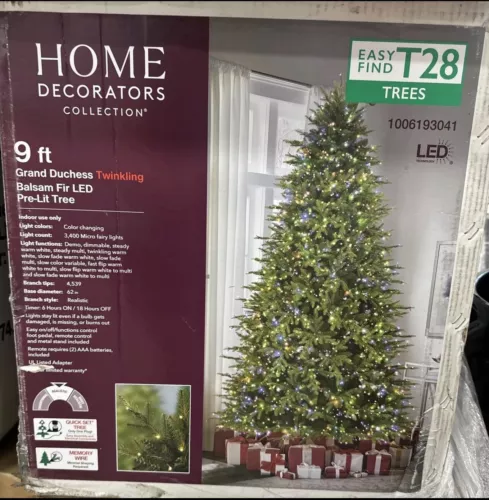 9ft Pre-Lit LED Grand Duchess Twinkling Balsam Fir Artificial Tree T28