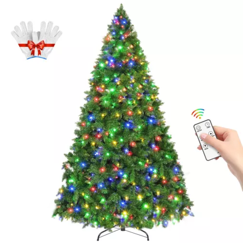 7.5FT Prelit Artificial Christmas Tree with Remote, 1460 Tips, 470 Color Lights