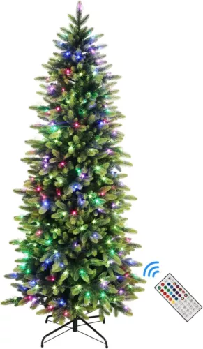 225cm Prelit Artificial Christmas Tree 360 RGB Lights&1959 Branch Tips for Xmas