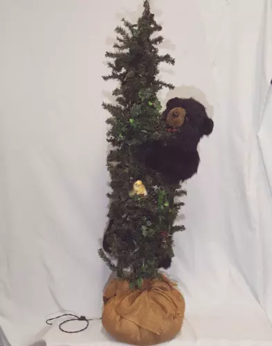 Black Bear in Lighted Holiday Christmas Tree 48” Tall Ditz Designs The Hen House