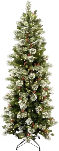 Pre-lit Artificial Christmas Tree | Includes Pre-strung White Lights and Stand