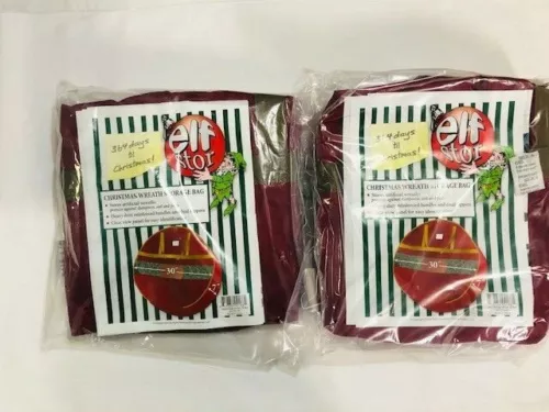 Pack of 2 Elf Stor Red Holiday Christmas Wreath Storage Bag for 30-Inch Wreaths
