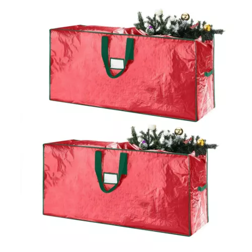 Elf Stor Red 2 Pack Christmas Tree Storage Bags Holiday Large For up to 7.5 Ft
