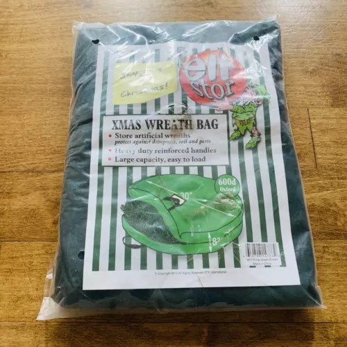 Elf Stor Ultimate Christmas Wreath Storage Bag – 30” x 8” Green Color