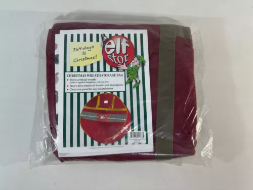 Elf Stor Ultimate Christmas Wreath Storage Bag – 36” x 8” Red, Burgundy Color