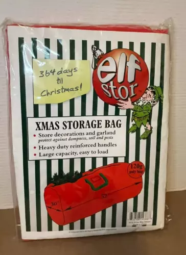 Elf Stor Deluxe Red Holiday Christmas Tree Storage Bag XLarge 30"x52"